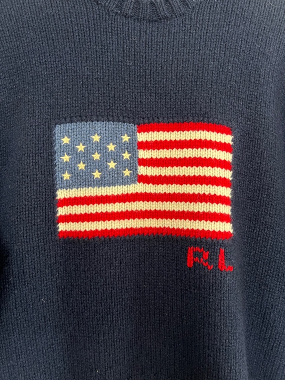 Polo Ralph Lauren American Flag Wool Cashmere Sweater Navy XS - Picture 3 of 7
